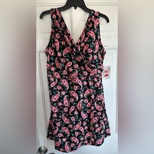 Lands' End Women's Tummy Control Swim Dress One Piece Swimsuit size 18